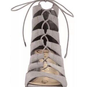 Sam Edelman Santina Lace Up Suede Wedge Grey Shoes Size Medium